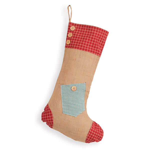 Patchwork Burlap Christmas Stocking